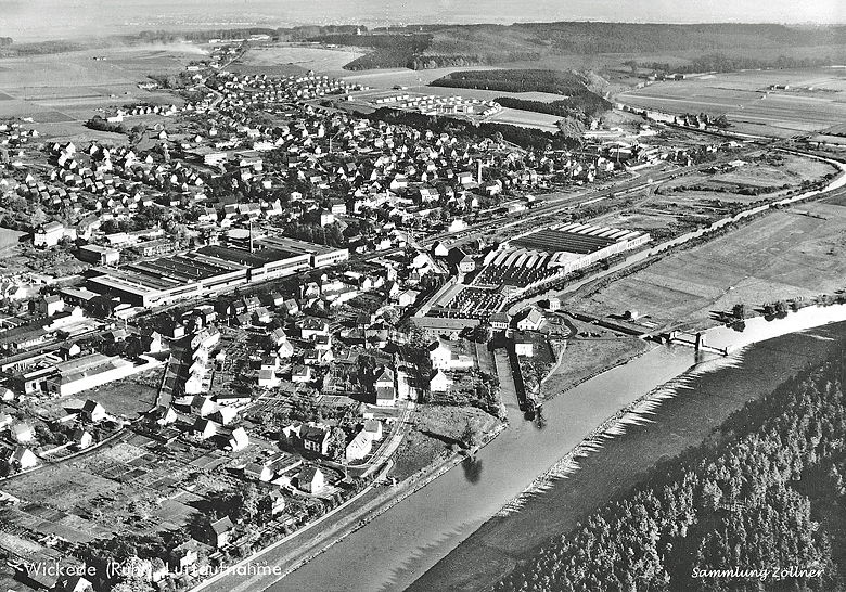 Luftbildansicht Bahnhof Wickede (Ruhr) im Jahre 1963