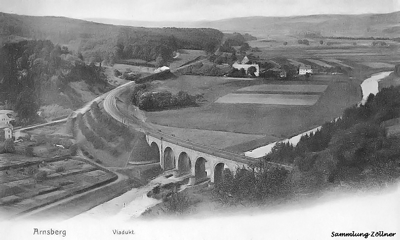 Postkartenansicht Arnsberger Viadukt im Jahr 1904 (noch ohne RLK-Strecke)